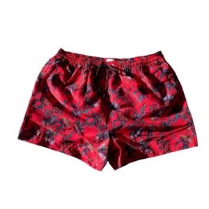 Paul Smith recycled polyester red floral swim trunks, size S